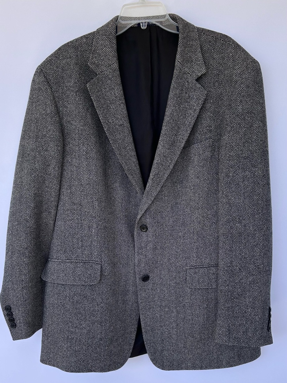 Lands’ End Men’s Wool Herringbone Tweed Single-Breasted Sport Coat Size 43L